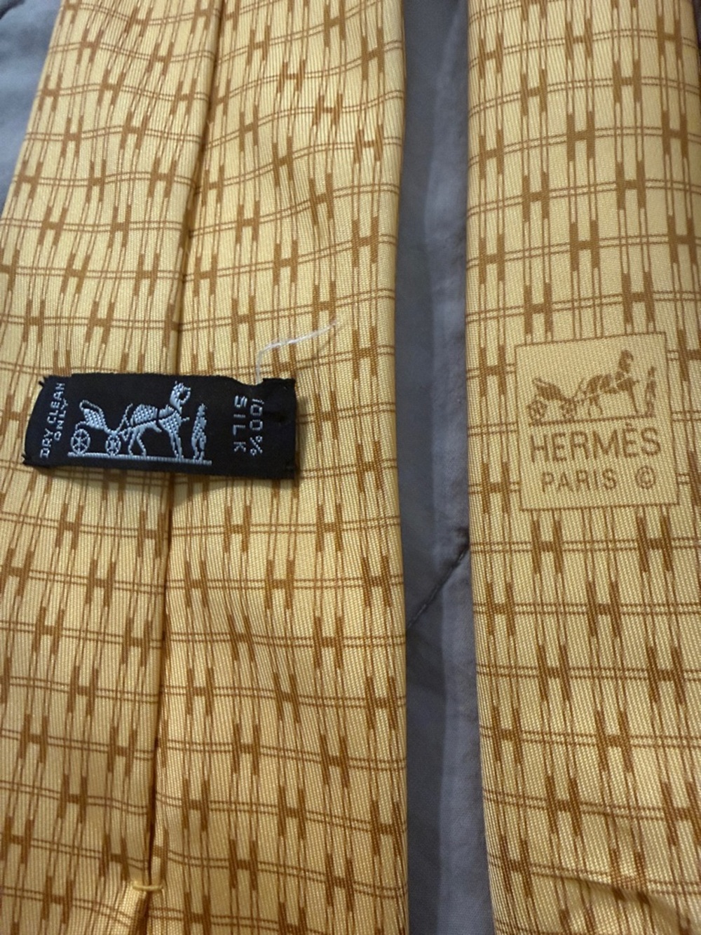 Hermes Beige and Brown Graphic Silk Scarf